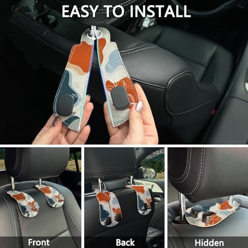 Blusabaca 2PCS Car Seat Headrest Hooks, Purses Bags Holder, Abstract Leaf - Image 6