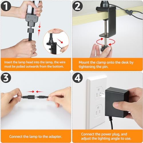 ShineTech LED Desk Lamp for Home Office, Ultra Bright Clamp Light with Flexible Gooseneck, 25 Lighting Modes, Eye-Caring Architect Lamp for Dual Monitors, Reading & Gaming Setup - Image 5
