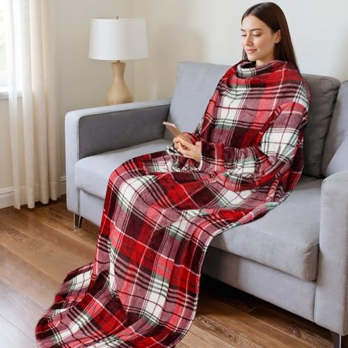 Catalonia Wearable Blanket with Sleeves for Women & Men, Fleece Wrap Throw - Image 3