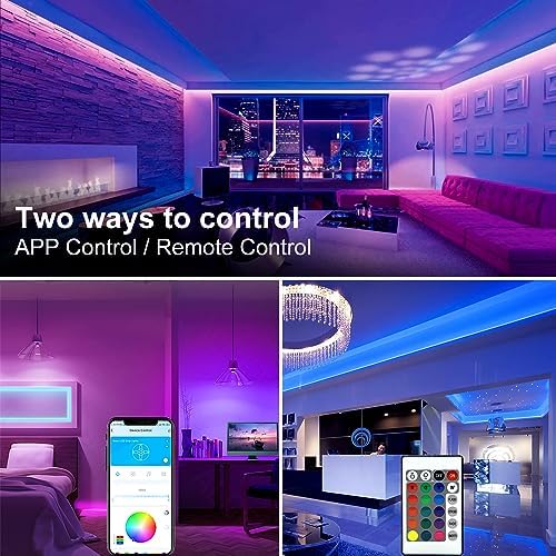DAYBETTER LED Strip Lights 130ft Lights Strip for Bedroom, Desk, Indoor Room Bedroom Birthday Gifts RGB Decor with Remote and 24V Power Supply - Image 5