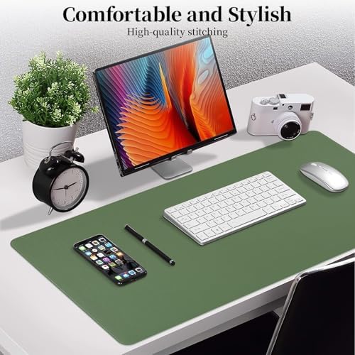 Green Leather Desk Pad Large Mouse Pad, 35.4"x17" - Image 4