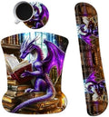3-in-1 Ergonomic Mouse Pad with Wrist Support, Memory Foam Keyboard Wrist Rest Pad Set & Coaster, Non-Slip Base Desk Mat with Purple Dragon Book for Office Home Computer & Laptop by Dikoer