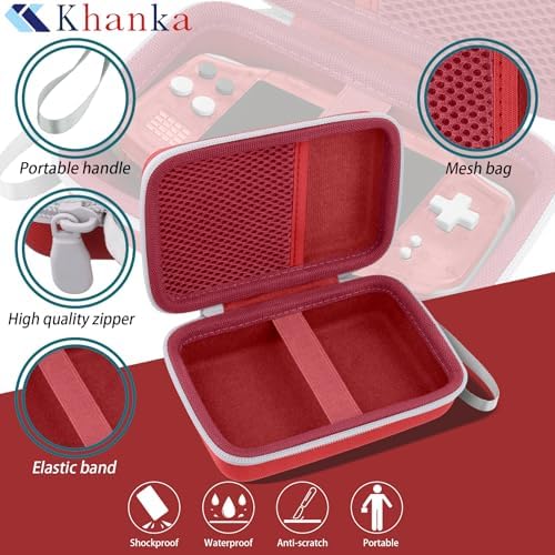 khanka Hard Travel Case for Anbernic RG34XX Handheld Game Console,Red - Image 4