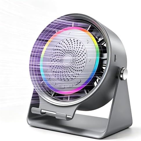 Bluetooth Speaker Desk Fan with Phone Stand & RGB Light by Anyyuk