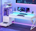 SEDETA 55" Gaming Desk with 6 Drawers and Hutch, Reversible, LED Lights by SEDETA