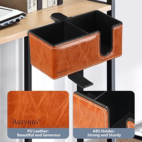 Under Desk Cup Holder Clamp on Cup Holder PU Leather Clip on Desk Organizer - Image 4