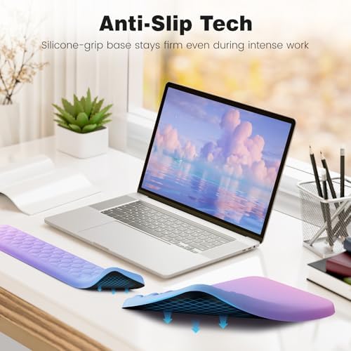 Ospelelf Keyboard Wrist Rest Pad for Computer, Ergonomic Large Mouse Pad with Wrist Support, Office Arm Rest, Purple - Image 4
