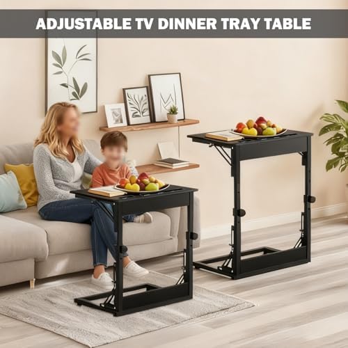 Folding TV Trays Set of 2, Adjustable Height TV Trays for Eating on Couch - Image 2