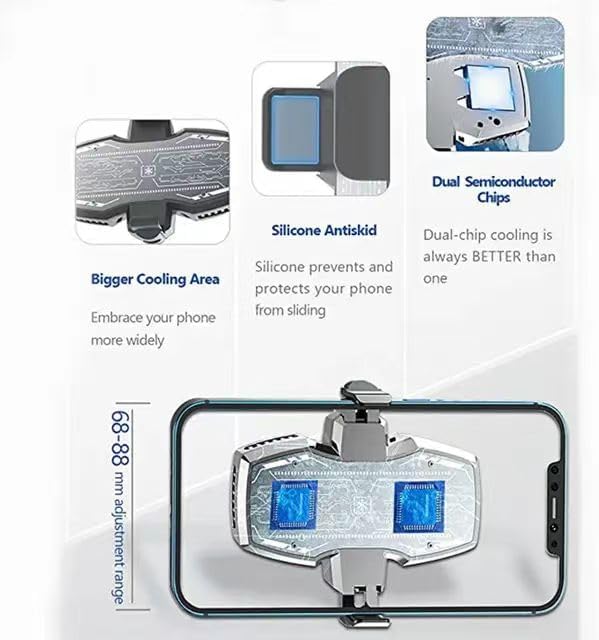 Phone Cooler for Tiktok Live Streaming, Mobile Gaming.Fast Cooling Cell Phone Refrigerator with Customized RGB Lighting, LED Temperature Display，Dual core Cooler - Image 6