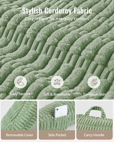 Blissful Diary Reading Pillow, Large Backrest Pillow with Shredded Memory Foam for Adult & Children, Designed for Bed and Couch Sitting Up, Includes Arms, Pockets and Washable Cover, Sage Green - Image 6