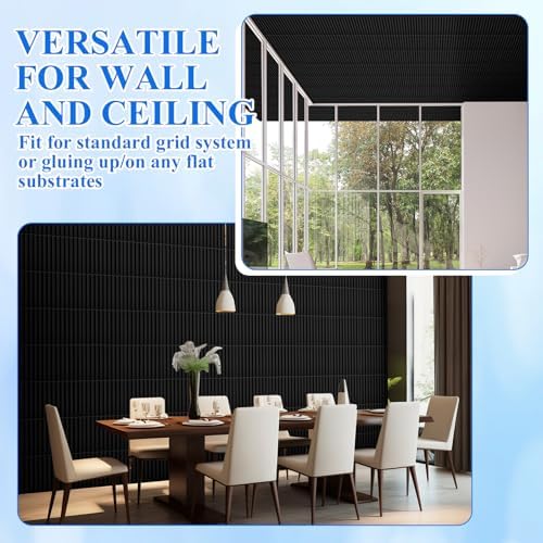 Nuanchu 120 Pcs 3D Wall Panels, 12"x12" PVC Fluted Tiles, Black - Image 6