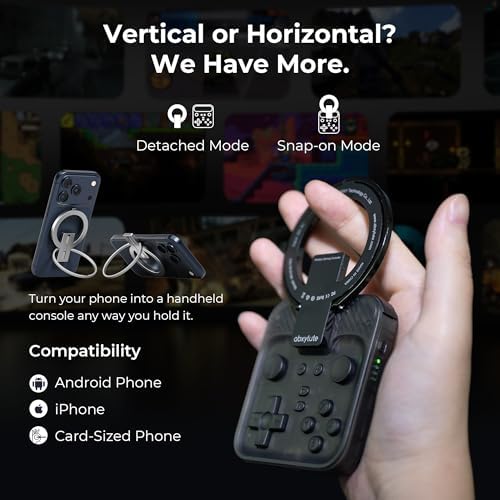 abxylute M4 Snap-On Mobile Gaming Controller for Android & iPhone, Switch 1&2, Portable Bluetooth Controller, Pocket-Sized Retro Arcade Phone Gamepad Kickstand, Dual Joystick Turbo Pro Gaming Magnetic (Black) - Image 3