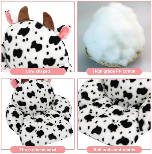 Desk Chair Pillow, Cute Seat Cushion, Cow, 17"x16.5" | Cute Soft Computer Chair Cushion, 2 Ties Prevent Slipping, for Office Desks, Gaming and Adult Floor Seating - Image 4