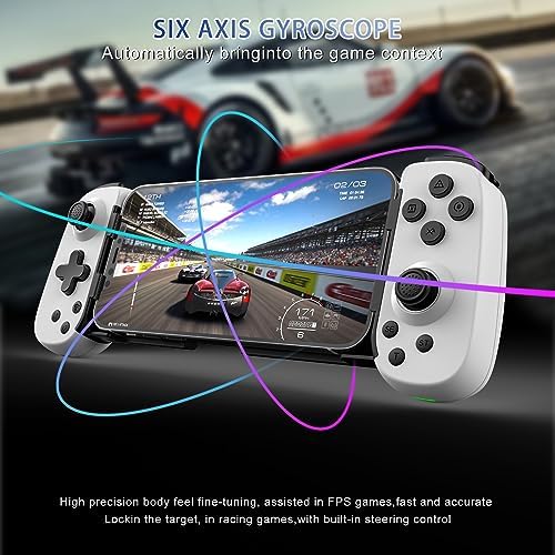 Wireless Controller for iPhone 17/Android/PC/iPad/Tablet/Appl Arcade MFi Games/Switch/PS4, Support Streaming on PS5/Xbox/PC Console, Cloud Gaming Gamepad Joystick - Turbo/6-Axis Gyro/Dual Motors - White - Image 4