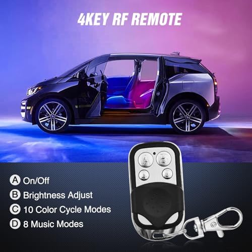 Nilight 4PCS Interior Car Strip Lights Cigarette Lighter Dream Color RGB-IC 12V DC with App Remote Control Multicolor Under Car Dash Lighting 2 Lines Design Music Sync Mode for Cars Truck ATV UTV - Image 3