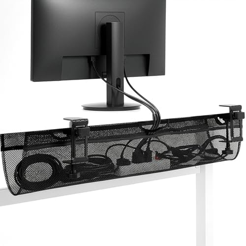 VIVO No Drill Clamp-on 36 inch Mesh Net Under Desk Cable Management Wire Organizer, Adjustable Home Office Standing Desk Cord Storage Sleeve, Black, DESK-AC36MH by Unknown