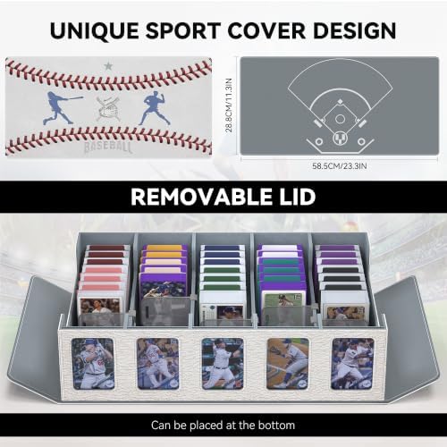 Kabinka Baseball Card Storage Box with Window Display, 5-Row Sport Card Storage Box, 3900+ Card Deck Box for Baseball Sports Card TCG, 5 Top Loaders, 5 Stoppers, 48 Dividers, 1 Dice Tray(Baseball 1) - Image 2