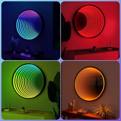 3D Infinity Mirror Light, 28in/70cm Circle RGB Tunnel Light, 358 LEDs - Image 6