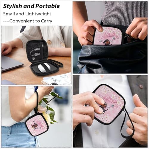 Cherry Blossom Dachshund Carrying Earphone Case Pouch Storage Bag Earbud Holder Mini Pouch Headset Storage Case Bags for Headphone, Bluetooth - Image 7