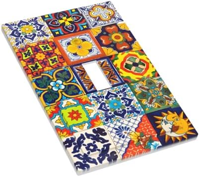 Decorative Light Switch Covers Traditional Colorful Mexican Talavera Tiles Style Single Toggle Light Switch Cover Plate 1 Gang Outlet Covers Wall Plate Electrical Device Dimmer Switchplate - Image 3
