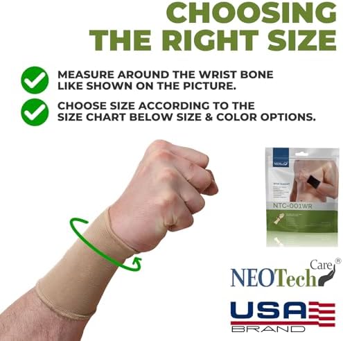NeoTech Care Wrist Band Support Sleeve - Elastic & Breathable Knitted Fabric Compression Brace - for Tennis, Gym, Sport, Tendonitis (Beige Color, Size XXL, 1 Unit) - Image 2
