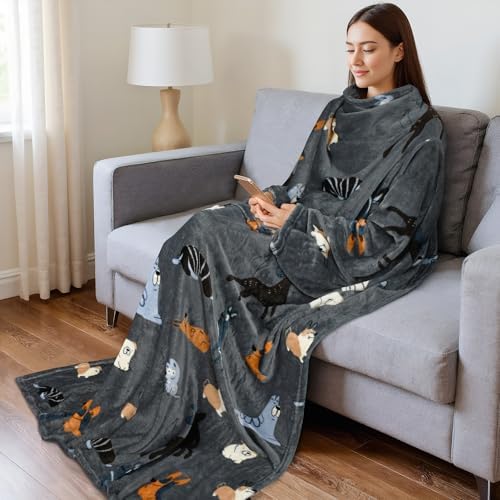 Catalonia Wearable Blanket with Sleeves for Women & Men, Fleece Wrap Throw - Image 2