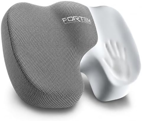 FORTEM Seat Cushion, Office Chair Cushion for Tailbone Sciatica Pain Relief | Memory Foam Pillow for Car | Ergonomic Design | Washable Cover | Non Slip | Grey by FORTEM