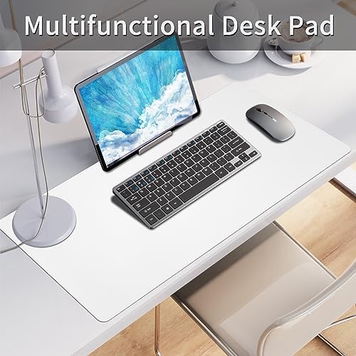Leather Desk Pad, Large Mouse Pad, Non-Slip Desk Mat, Leather Desk Blotter, Computer Desk Pad, Waterproof Keyboard Pad for Home Office and Decor - White (31.5×15.7 Inches) - Image 2