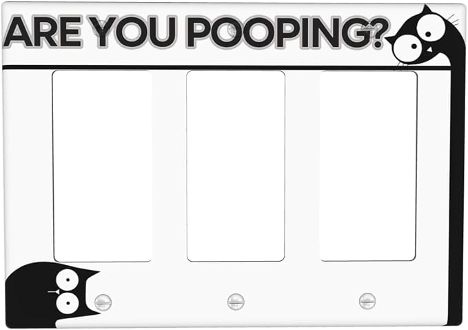 Decorative Outlet Covers Funny Bathroom Art with Are You Pooping 3 Gang Gfci Wall Plate Triple Rocker Light Switch Covers Electrical Receptacle Switchplate Plug Faceplate for Country Decor by JOOJIAO