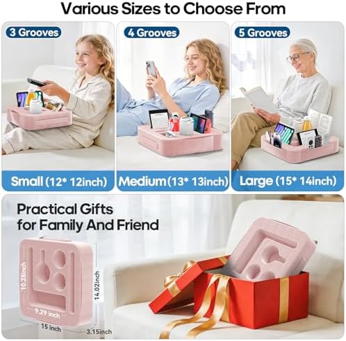 Couch Cup Holder Tray, Couch Caddy for Drink, Snack, Phone, Remote, Ipad, Game Controller, Large-size Sofa Cup Holder for Bed, Sofa, Car, Desk, Pink - Image 4