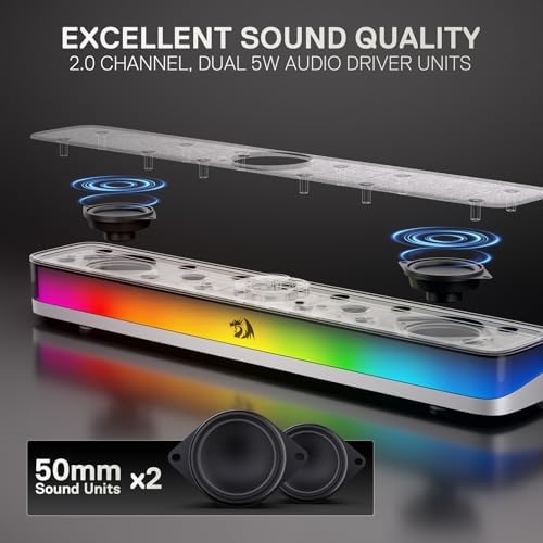 Redragon GS515 RGB Desktop Soundbar, 2.0 Stereo Enhanced Sound, BT 5.3 - Image 2