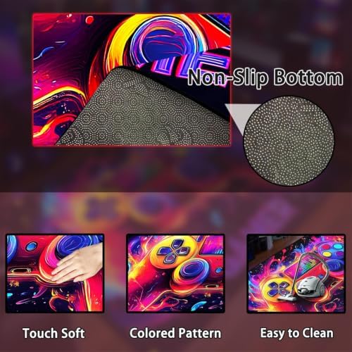 Gamer Rug for Boys Room - Gaming Rug, 6'x9' Game Controller Shape Gaming Carpet for Teens Boys Playroom Computer Chair Floor Mats Decor Game Carpet for Bedroom - Image 6