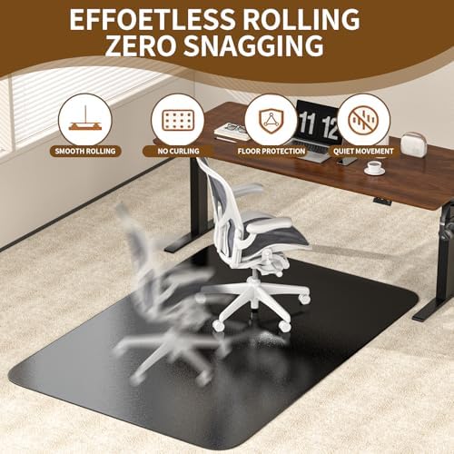 Black Office Chair Mat for Carpet, Heavy Duty Low Pile Mat with Cleats | 48"x60" Plastic Floor Mat for Gaming Chair, Computer Desk & Smooth Rolling on Low Pile Carpet - Image 5