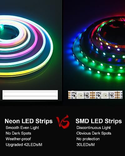 ALITOVE Addressable Neon LED Strip Light WS2811 16.4ft Room Decor Flexible - Image 5