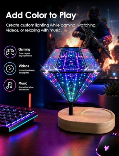 Infinity Mirror Diamond Lamp, RGB Ambient lighting with APP & Remote - Image 7
