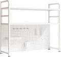 Pegboard for Desk Stand, Desks Organizer with Peg Board, Table Gaming Home Work Desk Extender Storage Rack, for Bedroom, Study, Kitchen, Office, White, 55 * 98cm/21.7 * 38.6in by Unknown