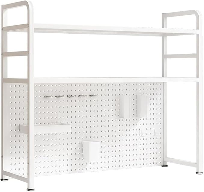 Pegboard for Desk Stand, Desks Organizer with Peg Board, Table Gaming Home Work Desk Extender Storage Rack, for Bedroom, Study, Kitchen, Office, White, 135 * 98cm/53.2 * 38.6in by Unknown