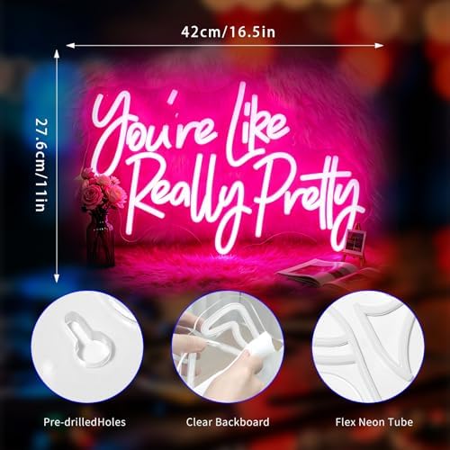 You're Like Really Pretty Neon Sign for Wall Decor, LED Signs Light - Image 3