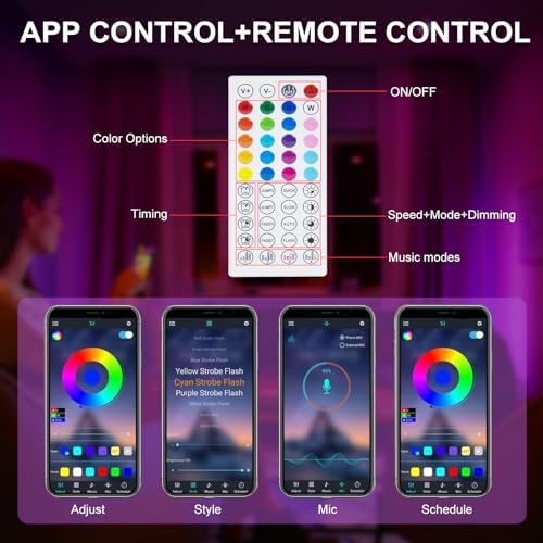9.84ft Smart RGB LED TV Backlight Strip for 32-45 Inch TVs, Music Sync Bluetooth App & Remote Control, USB-Powered LED Lights for Bedroom, Gaming, Home Theater - Image 5