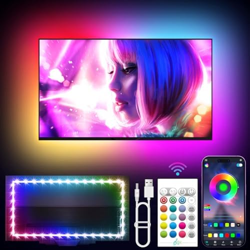 KANTUTOE TV LED Backlight, 9.84ft LED Lights for 32-43in TV, RGB TV Lights Behind with Music Sync Bluetooth APP and Remote Control Strip Light USB Powered for Bedroom Home Decor by KANTUTOE