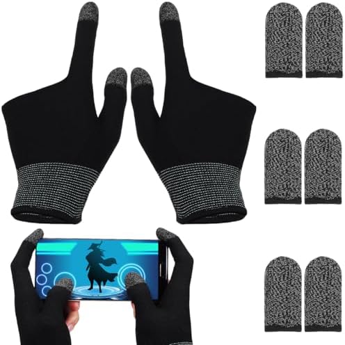 BESPORTBLE Gaming Finger Sleeves Touchscreen Game Gloves with Copper Fiber Conductive Tips Breathable Elastic Fit Sweat-Resistant Mobile Gaming Gloves for Smartphones and Tablets by BESPORTBLE