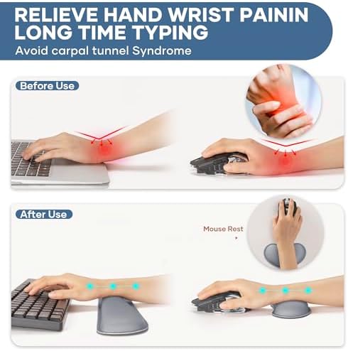 Office Ergonomic Memory Foam Computer Mouse and Keyboard Wrist Rest pad Support Carpal Tunnel, Wrist Rest for Keyboard and Mouse, Wrist Support Set - Image 3