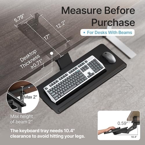PEGZONE Keyboard Tray Under Desk Slide Out, 25 x 11 inch, Black - Image 2