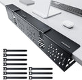 NODOCA No Drill Under Desk Cable Management Tray, 14'' Wire Management, Punch-Free Clamp on, Metal Cable Tray, Wire Organizer Under Desk, Under Desk Basket for Office and Home, Black(2 Packs) by NODOCA