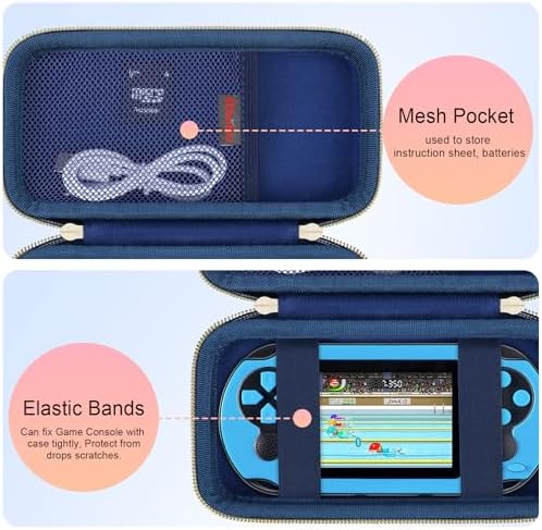 Elonbo Carrying Case for TaddToy/WELLST·G/Beijue/FAMILY POCKET/CCTU/X- JOYKIDS/GREENCREEK/Beico/KAVOYI/GuaiyeyeAP/TEBIYOU Handheld Game Console, Portable Electronic Gaming Player Bag, Blue - Image 3