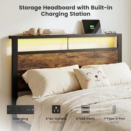 Twin Bed Frame with LED Lights & USB Charging Station - Image 3