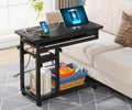 Tribesigns Small Portable Desk with Power Outlet, Height Adjustable Sofa Couch Bedside Laptop Table with Wheels, Mobile Standing Desk Rolling Computer Cart C Side Table with USB Ports by Unknown