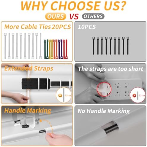 Under Desk Cable Management Tray No Drill, 28Inch Cable Management,White - Image 3