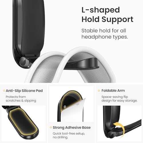 Itramax Wall Mount Headphone Hanger 2 Pack Adhesive Headset Holder for Desk - Image 6