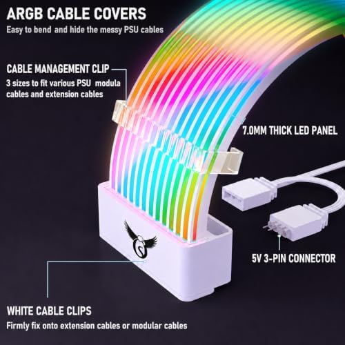 Osprey ARGB PSU Cable Cover, GPU 3x8-Pin, 108 LED ARGB, 5V 3-Pin, White - Image 3